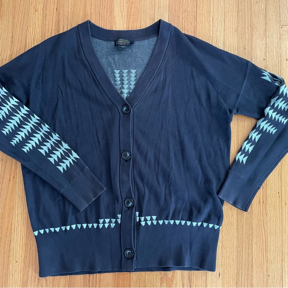 Pendleton Blue Cotton Button-Down Cardigan Small … - image 2